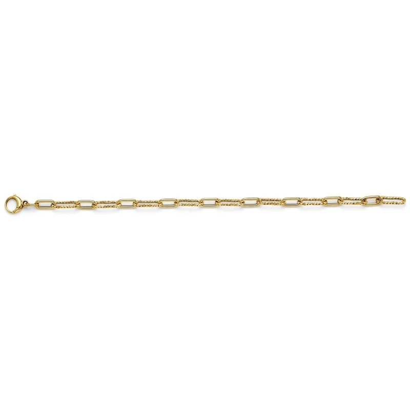 14KY Hollow PaperClip 1+1 Bracelet