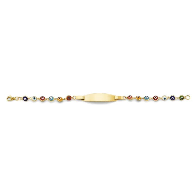 14KY Mixed Color Evil Eye Baby ID Bracelet