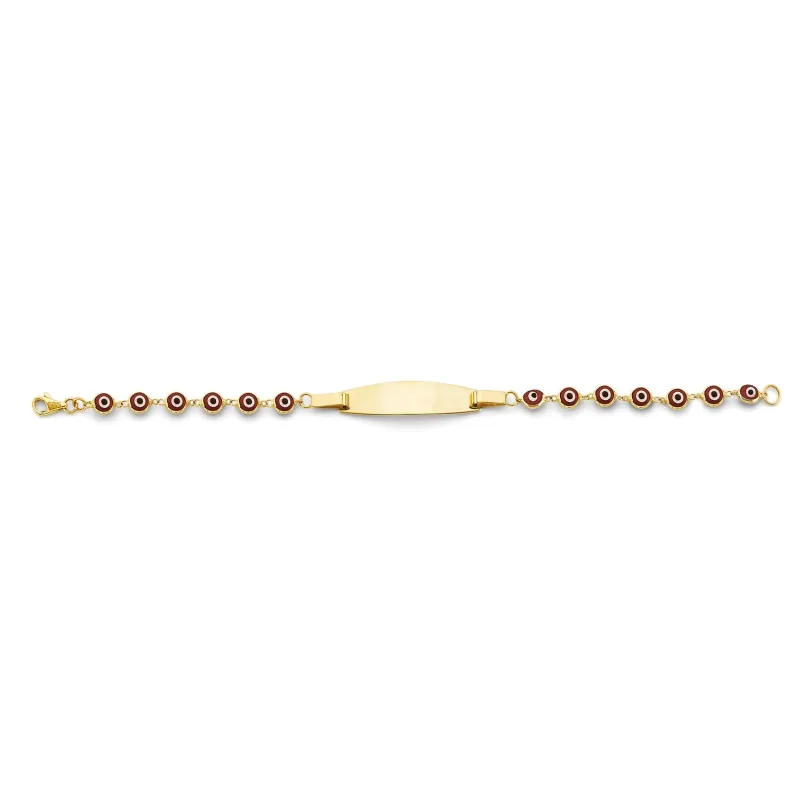 14KY Red Evil Eye Baby ID Bracelet