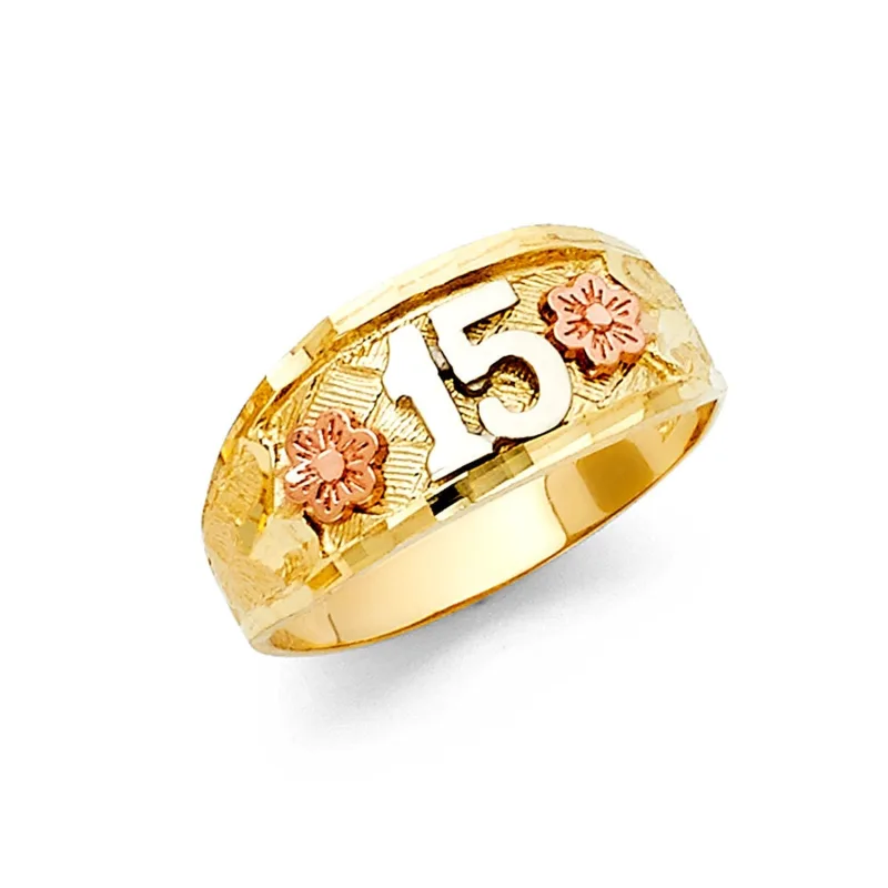 14K 3C 15 YRS RINGS (RG654)