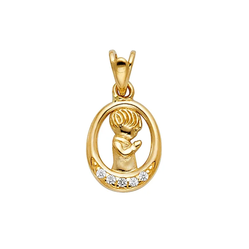 14KY CZ BOY PRAYING PENDANT