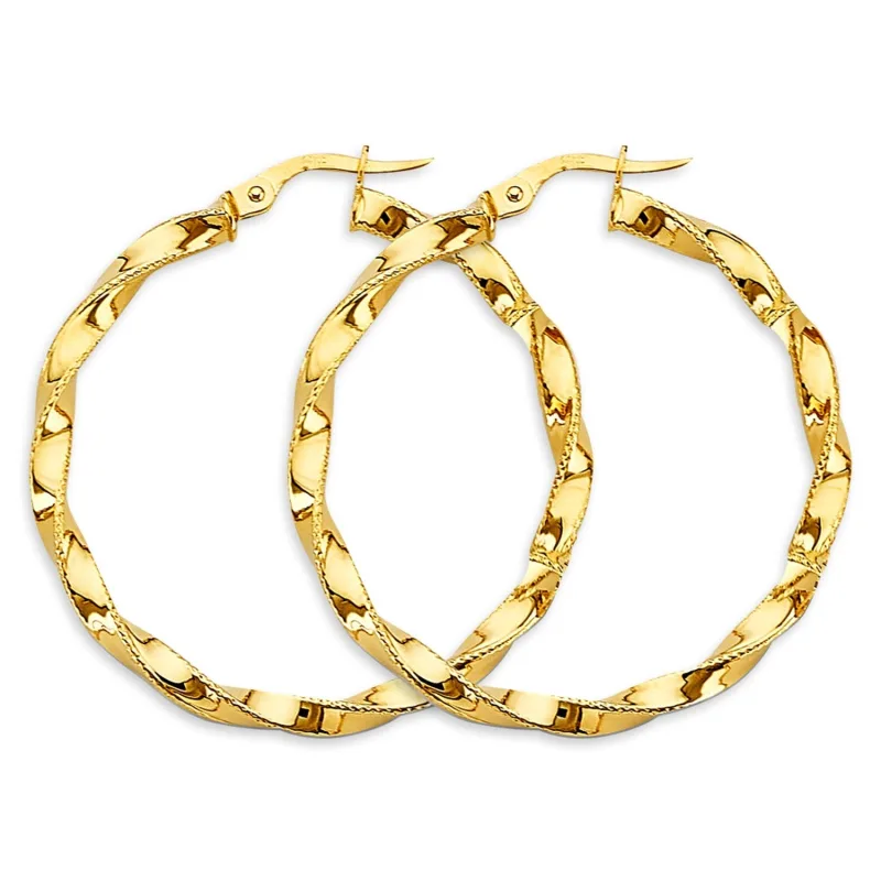 14KY 2.8mm Twisted Hoop Earring
