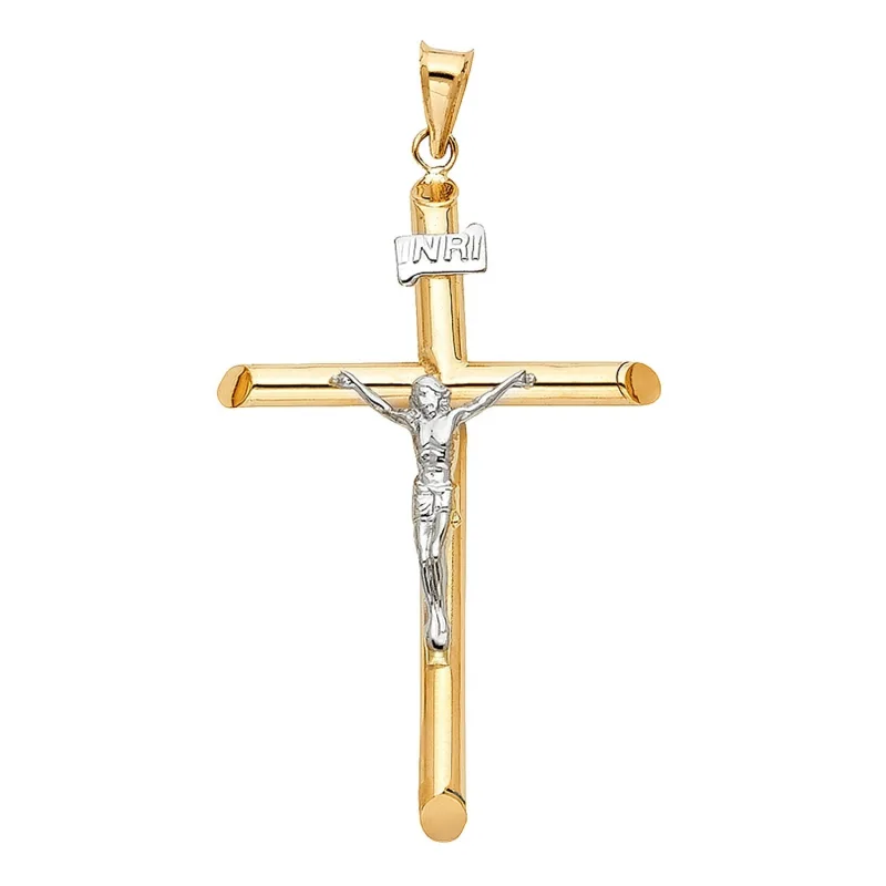 14K 2T HOL RD TUB CRUCIFIX (30X55MM)