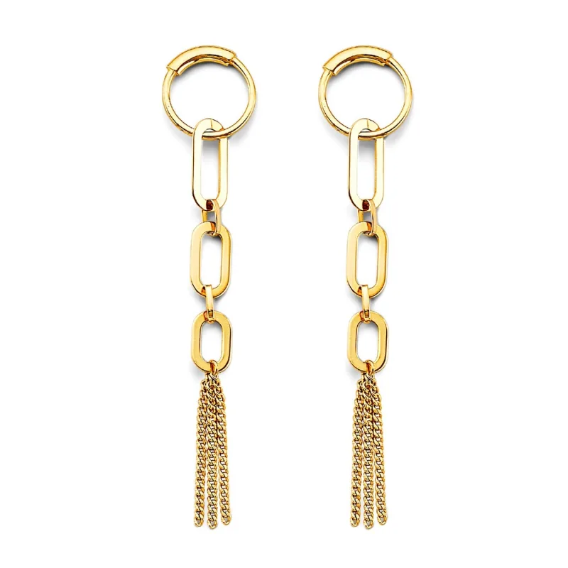 14KY Paperclip Hanging Chain Earring
