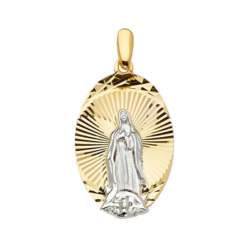 14K 2Tone Guadalupe Medal Pendant