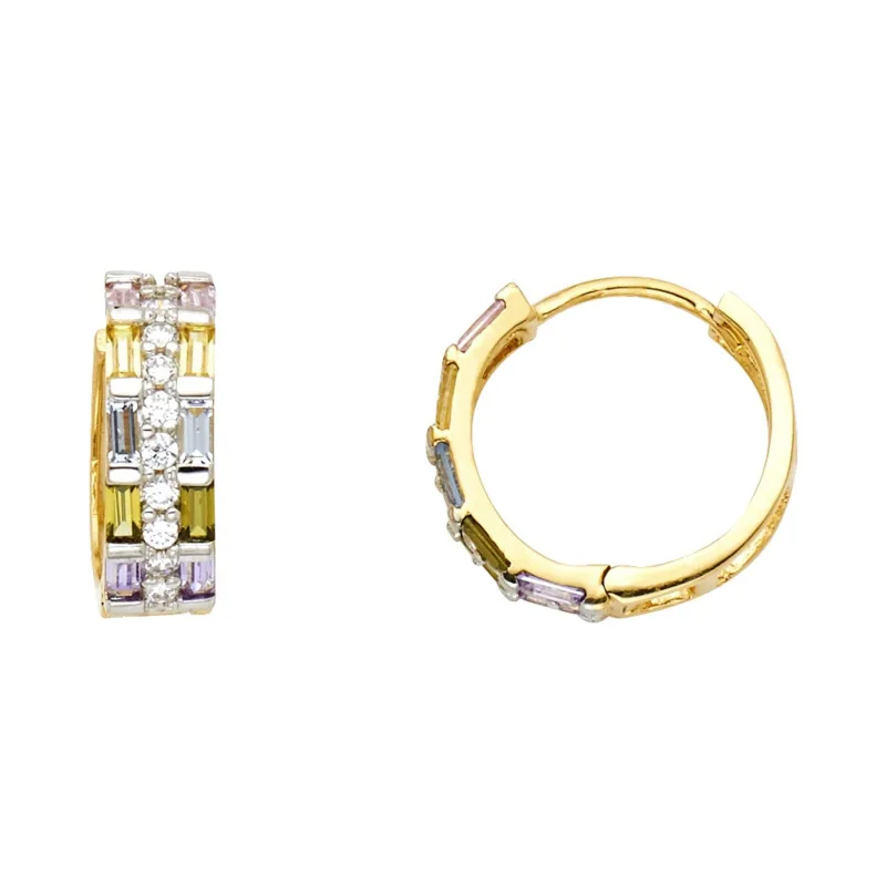 14KY MULTI COLOR CZ HUGGIES EAR