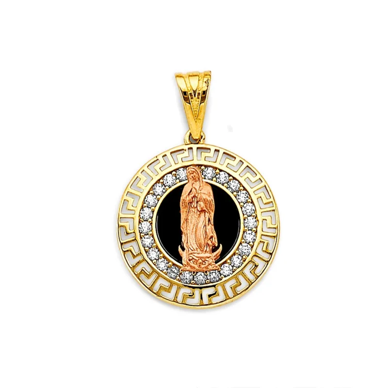 14K 2C CZ Onyx Guadalupe Pend