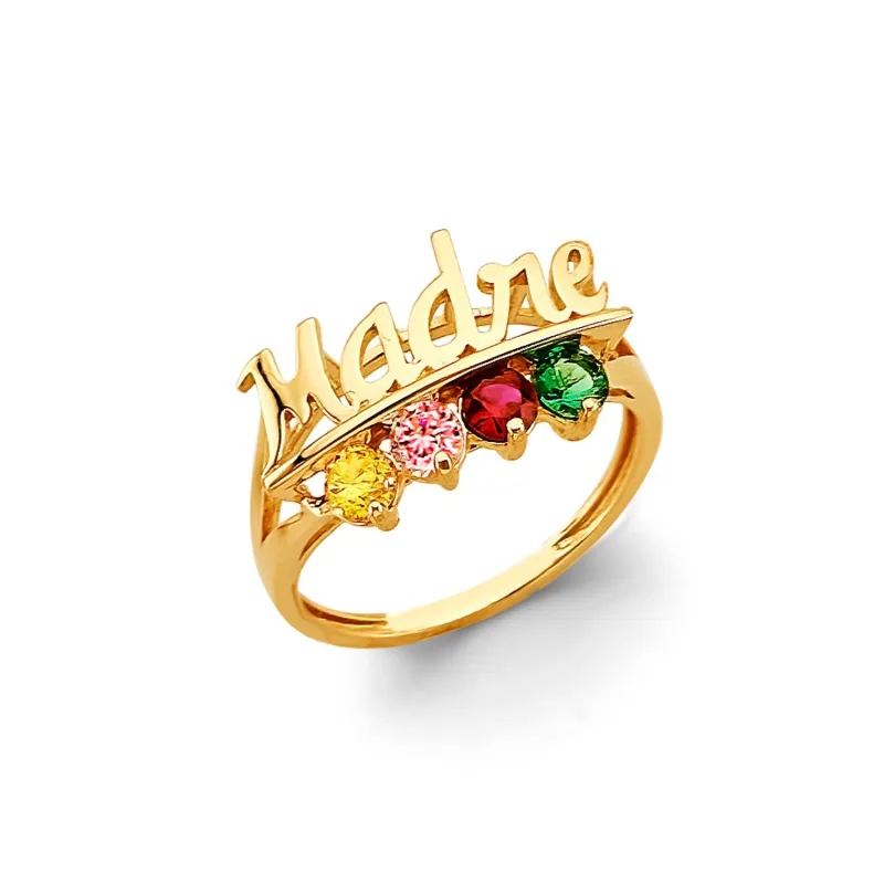 14KY CZ 4 Stone Mother's Ring