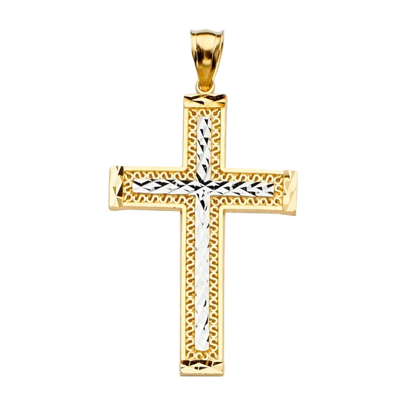 14K 2Tone Cross Pendant