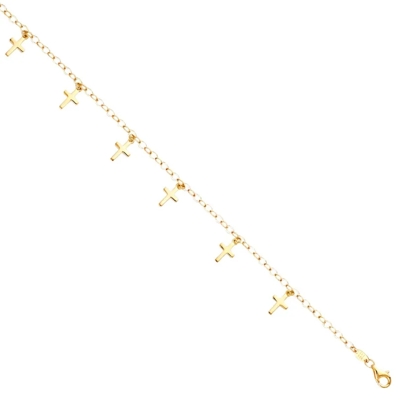 14KY Hanging Cross Bracelet 7 + 1
