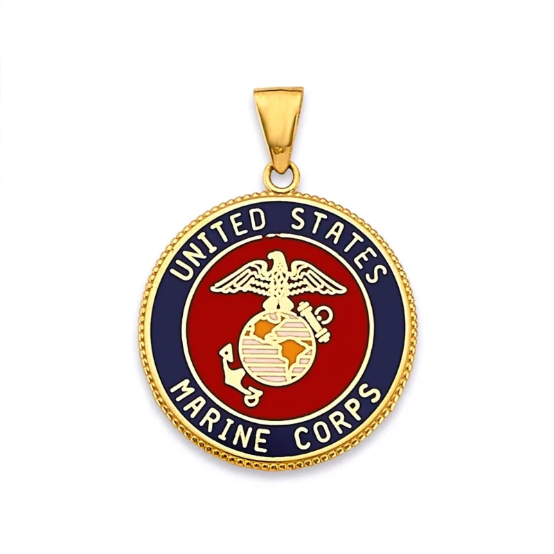 14KY US Marine Double Sided Pendant