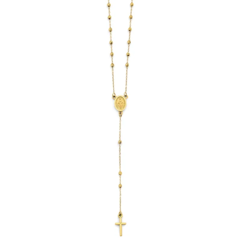 14KY 2mm DC Ball Rosary Neck w/Virgin Mary