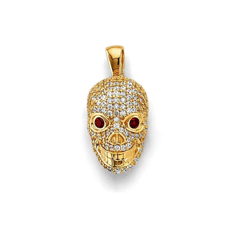 14KY CZ Skull Pendant