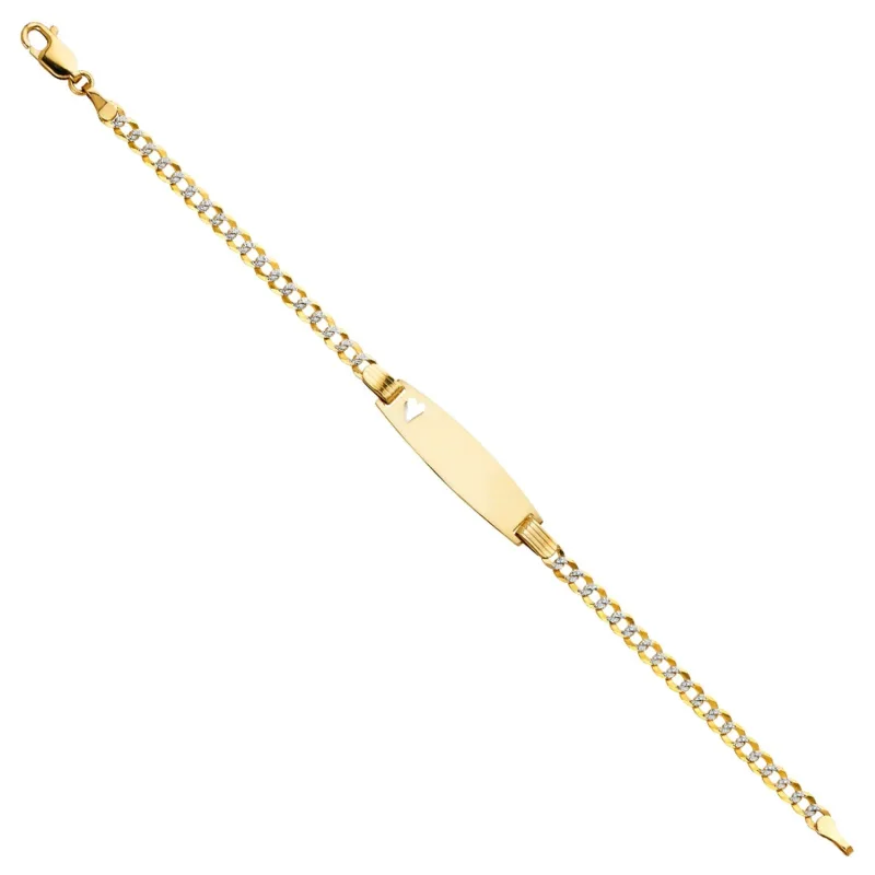 14K 080 CUBAN WP BABY OV ID W/HRT BR