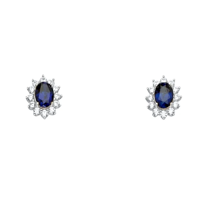 14KW Blue CZ Earring / Set