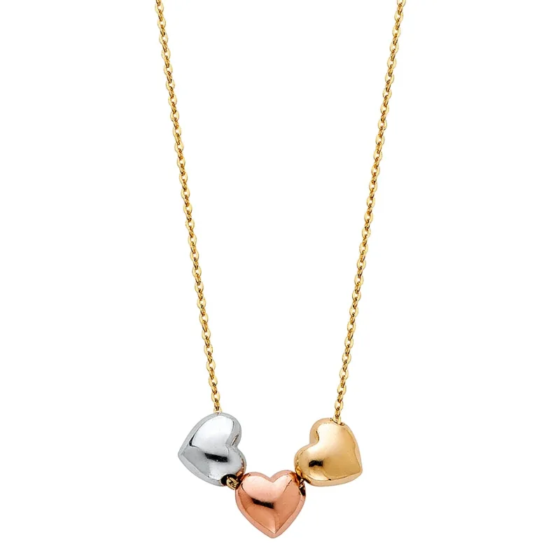 14K 3C 3 HEARTS NECKLACE