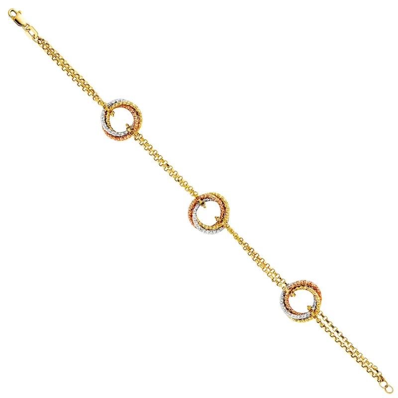 14K 3C FANCY HOLLOW BRACELET