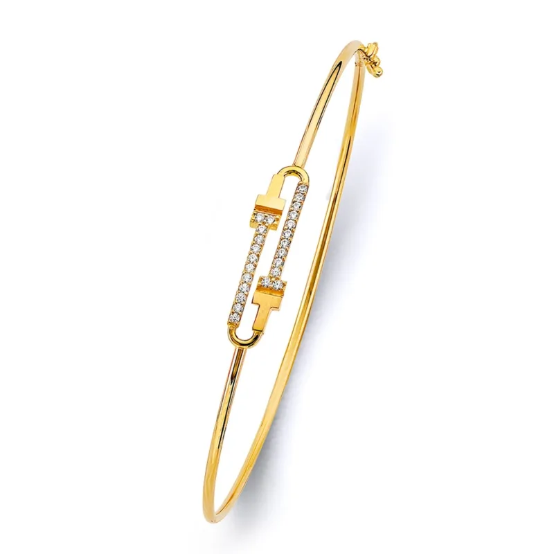 14KY CZ Light Flexible Bangle