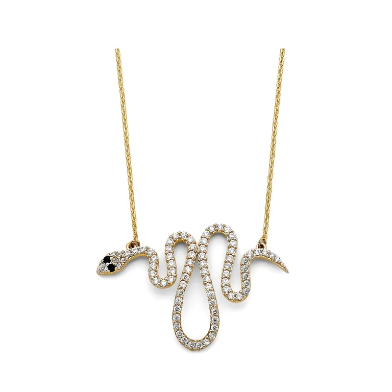 14K 2T CZ Snake Necklace