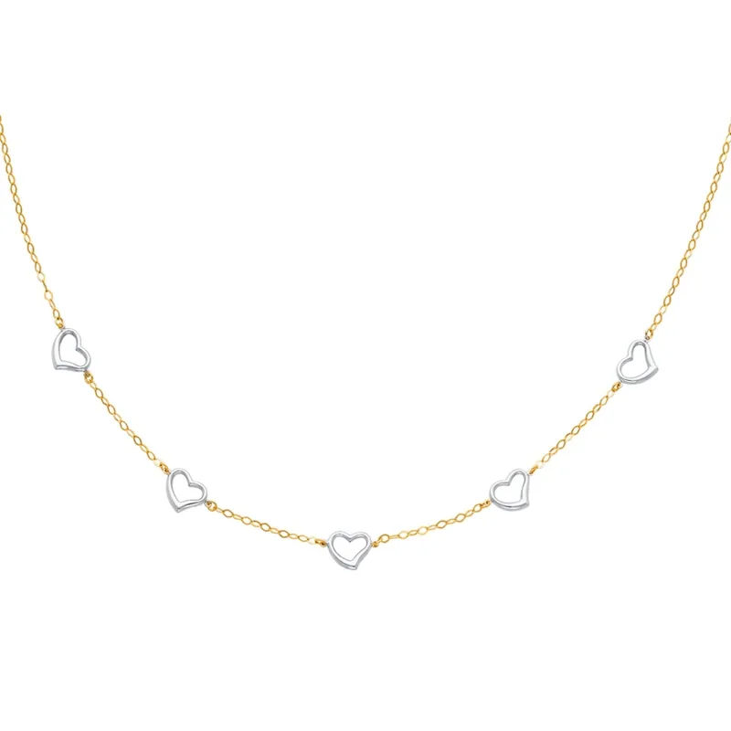 14K 2T OVAL LINK LIGHT NECK W/HEART