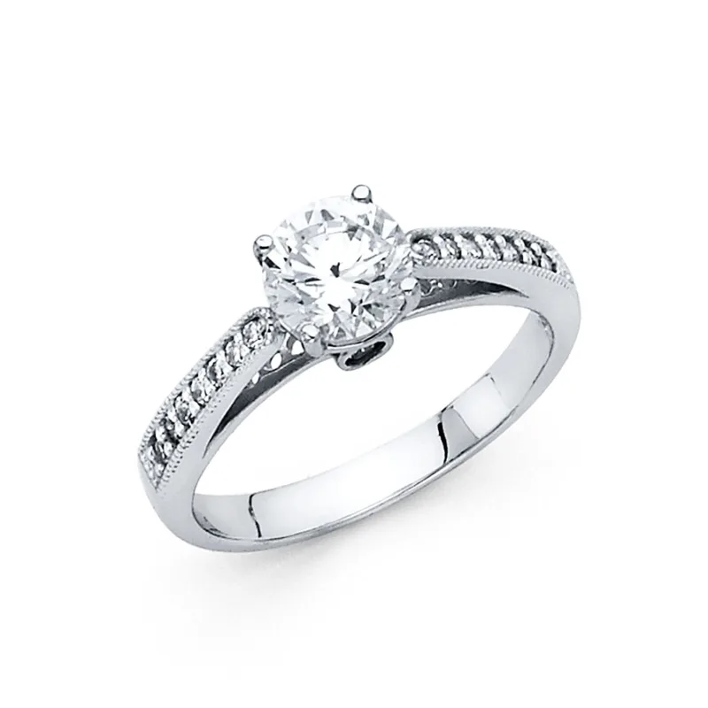 14KW CZ ENGAGEMENT RING (RG19W)