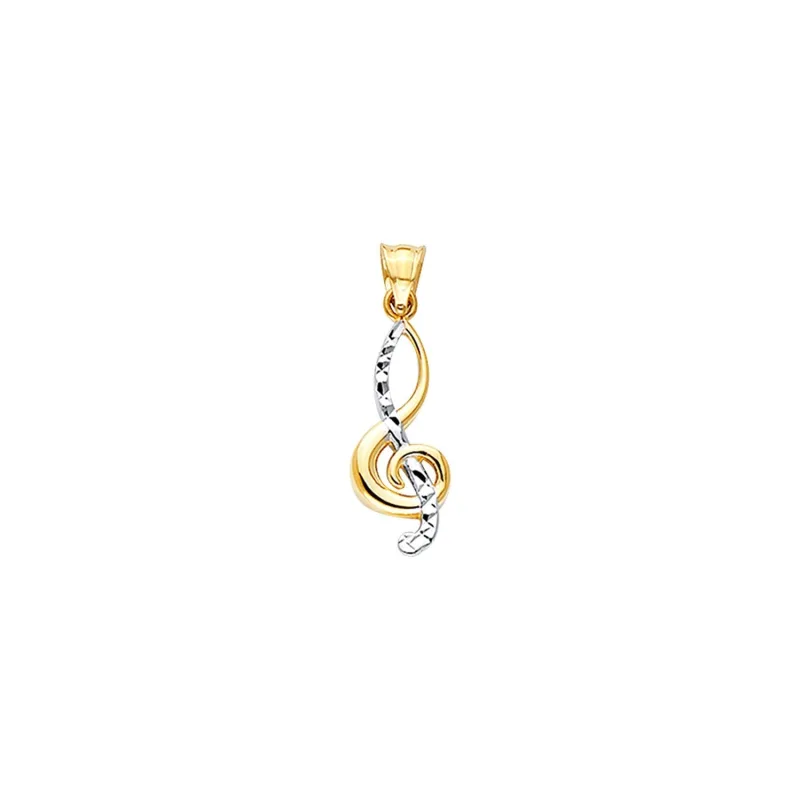 14K 2T DC Music Note Pendant