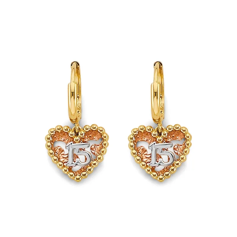14K 3C Heart 15 years Huggies Earring
