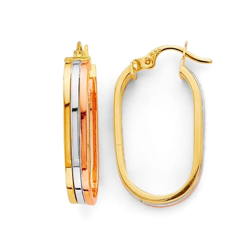 14K 3C Line U Shape Earring