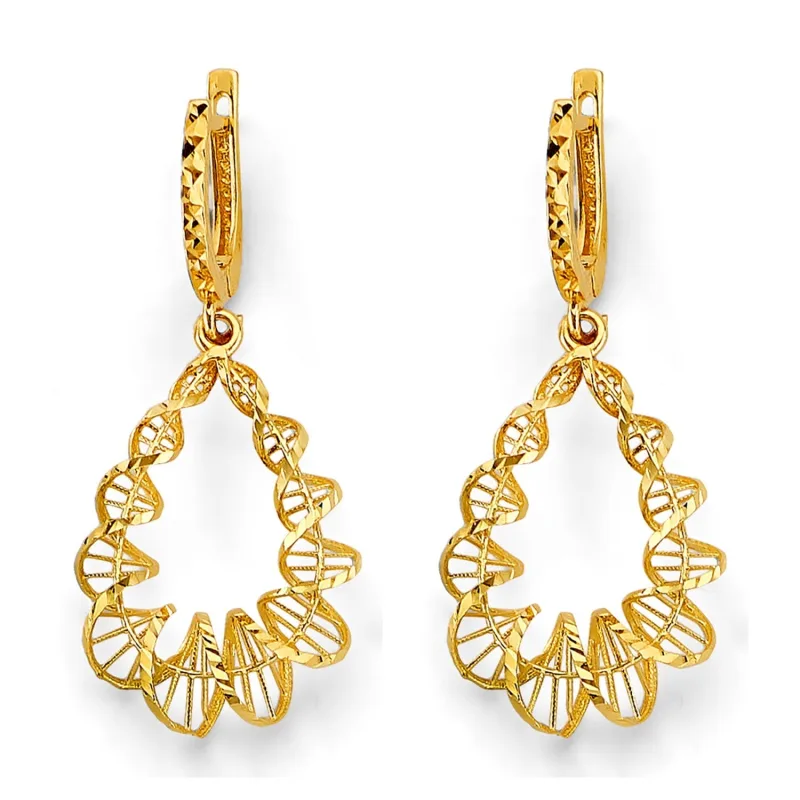 14KY Fancy Hanging Twist Earring