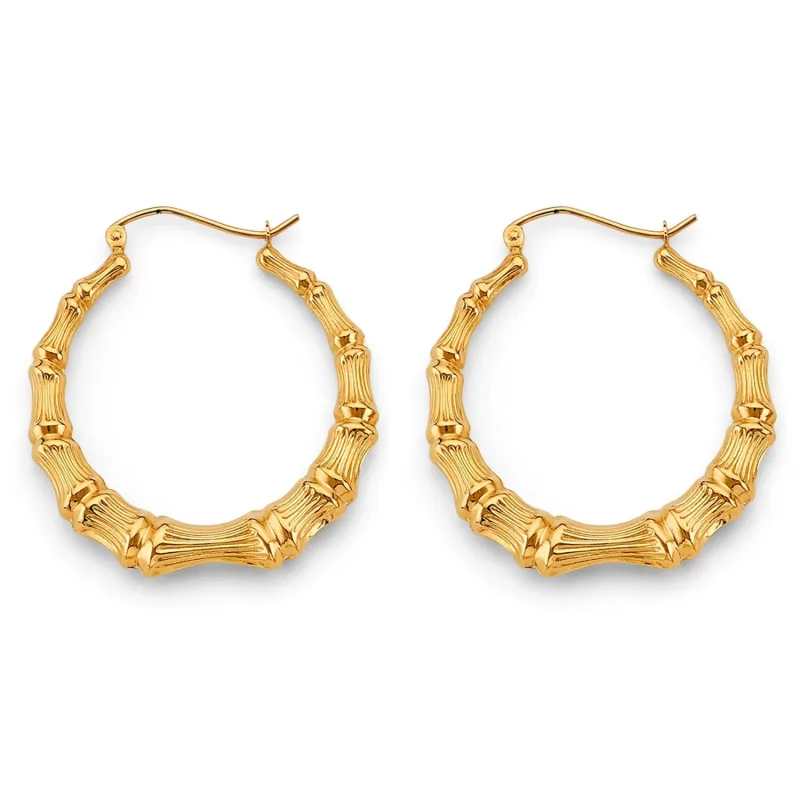 14KY Bamboo Hollow Hoop Earring