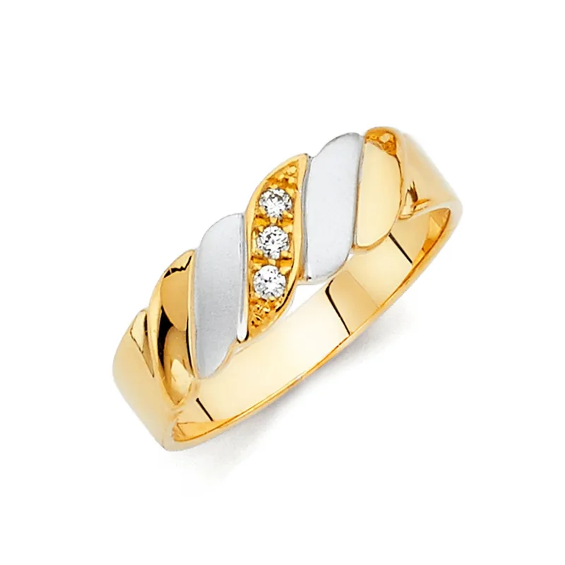 14K 2T CZ WEDDING BAND MEN (RG115)