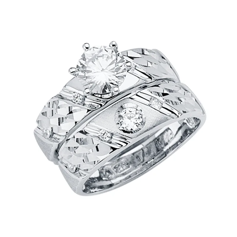 14KW CZ Engagement Ring / Trio Set