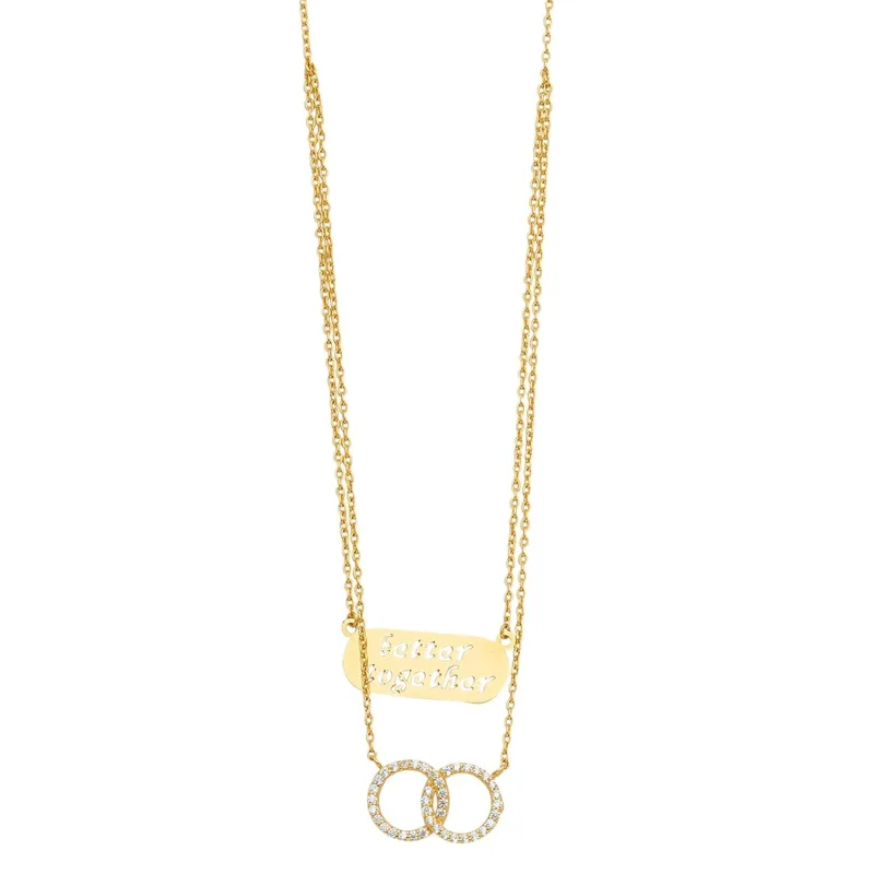 14KY 2Lines Chain Necklace w/CZ Eternity