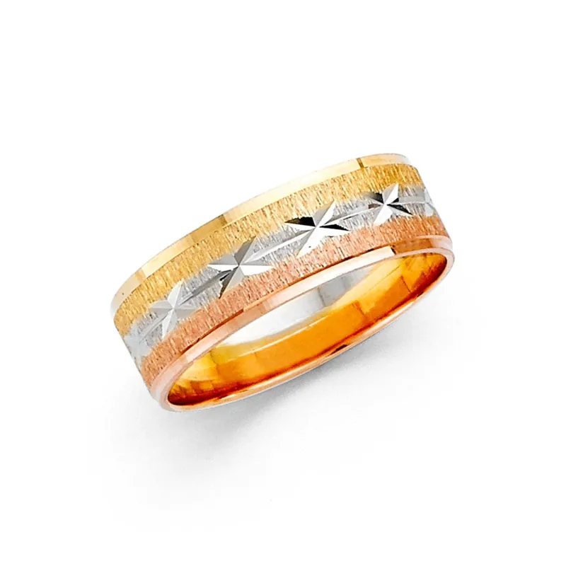 14K 3C 6MM DC WED BAND SZ 7