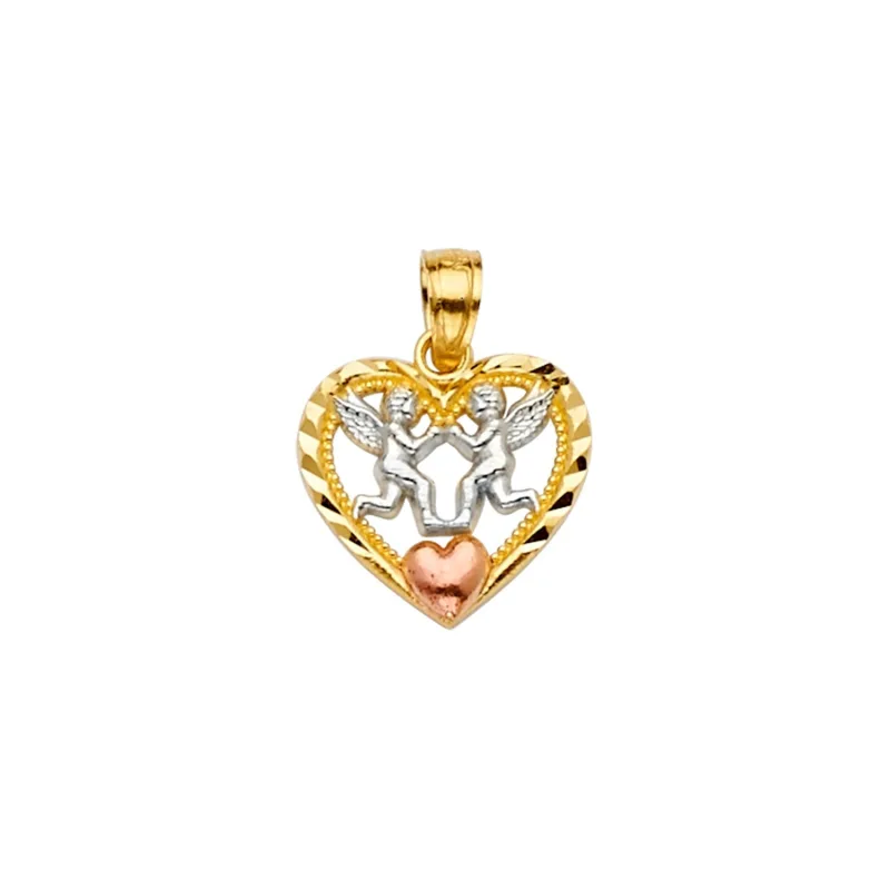 14K 3C Heart Pendant w/Angeles