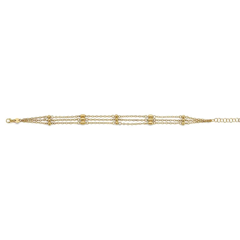 14KY 3 Line Link/Ball Bracelet
