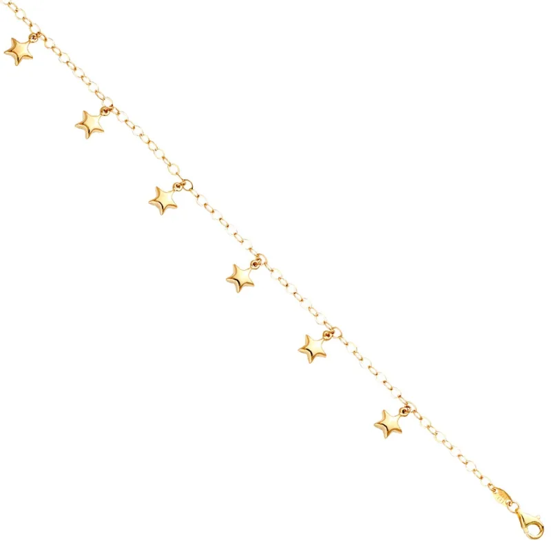 14KY Hanging Star Anklet 9 + 1