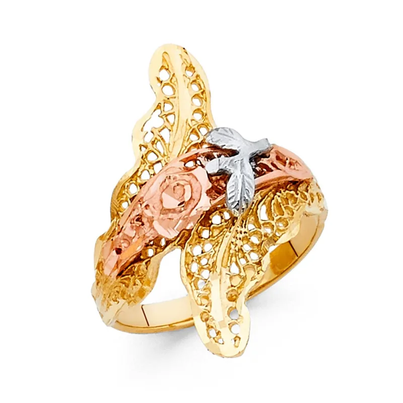 14K 3C FANCY FLOWER RING