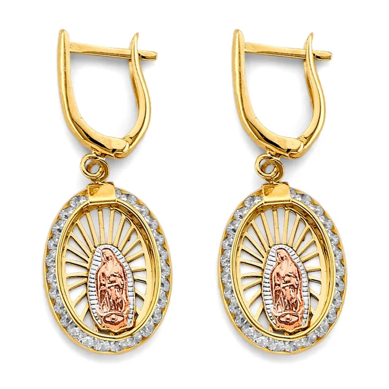 14K 3C CZ Guadalupe Huggies Earring