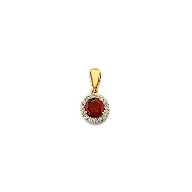 14KY CZ Round Birthstone Pendant