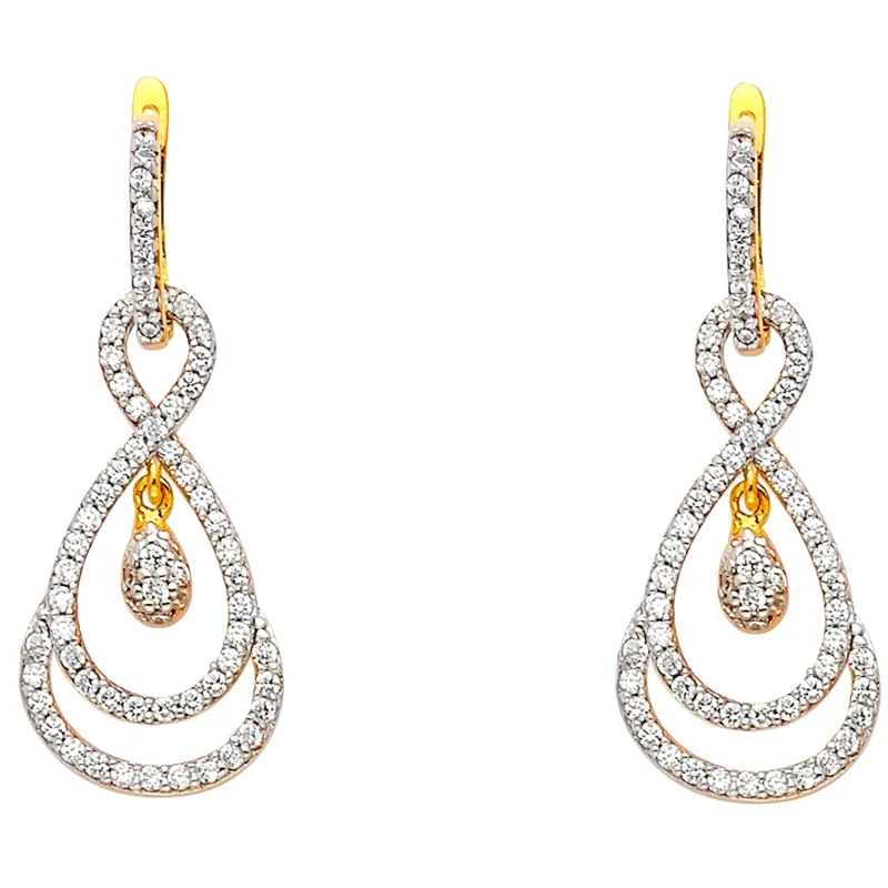 14K 2T CZ INFINITI HANGING EARRING