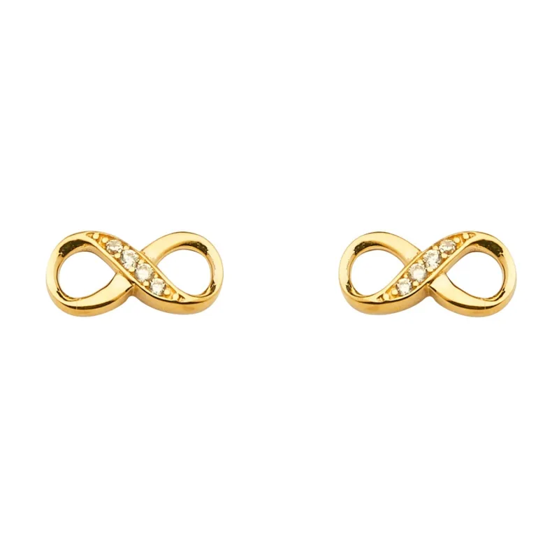 14KY CZ Infinity Earring w/Push Back
