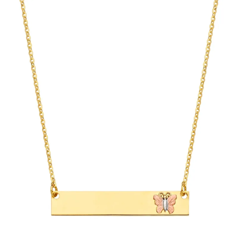 14K ID w/Butterfly Chain Necklace
