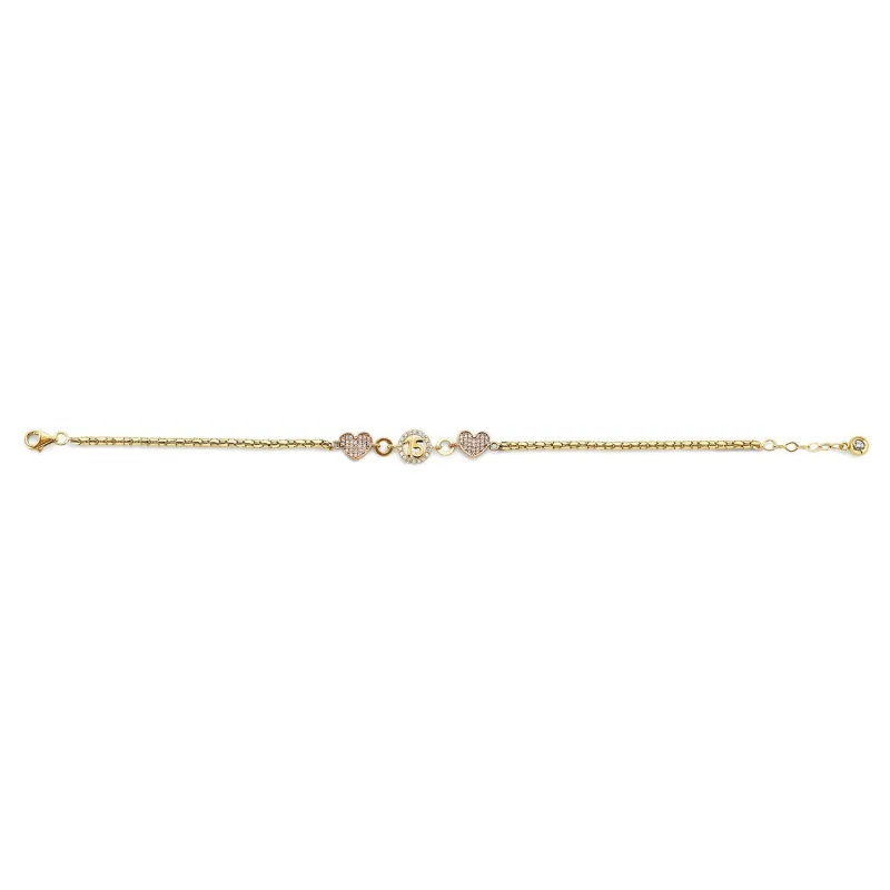 14K 3C CZ 15 Years Bracelet