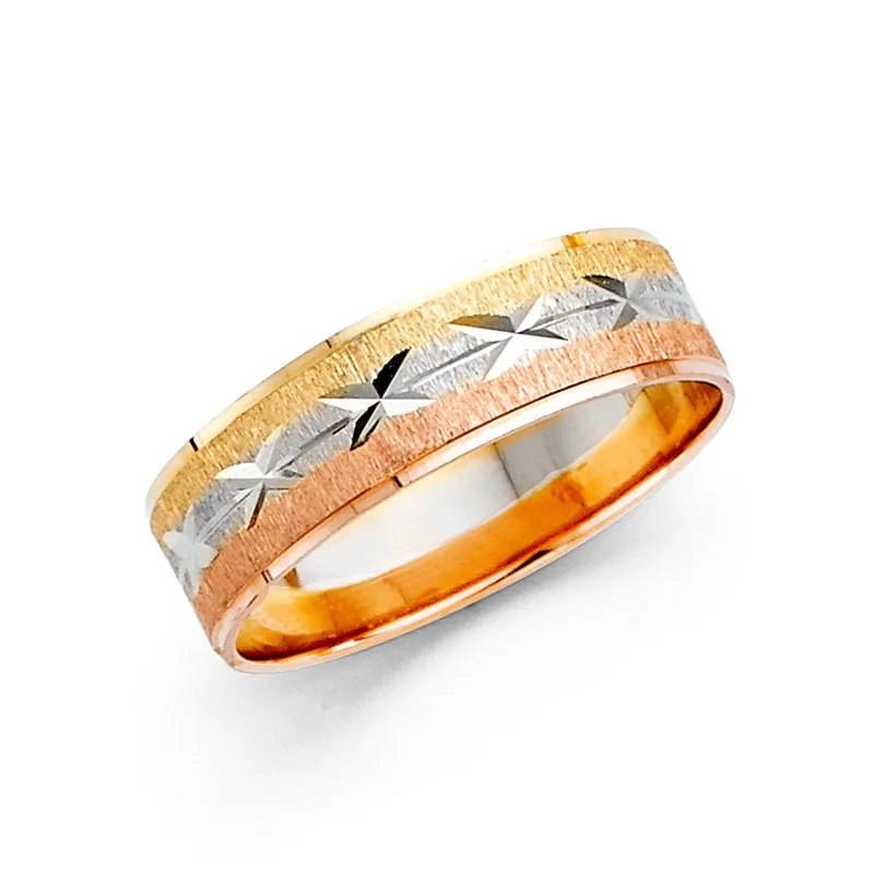 14K 3C 6MM DC WED BAND SZ 10