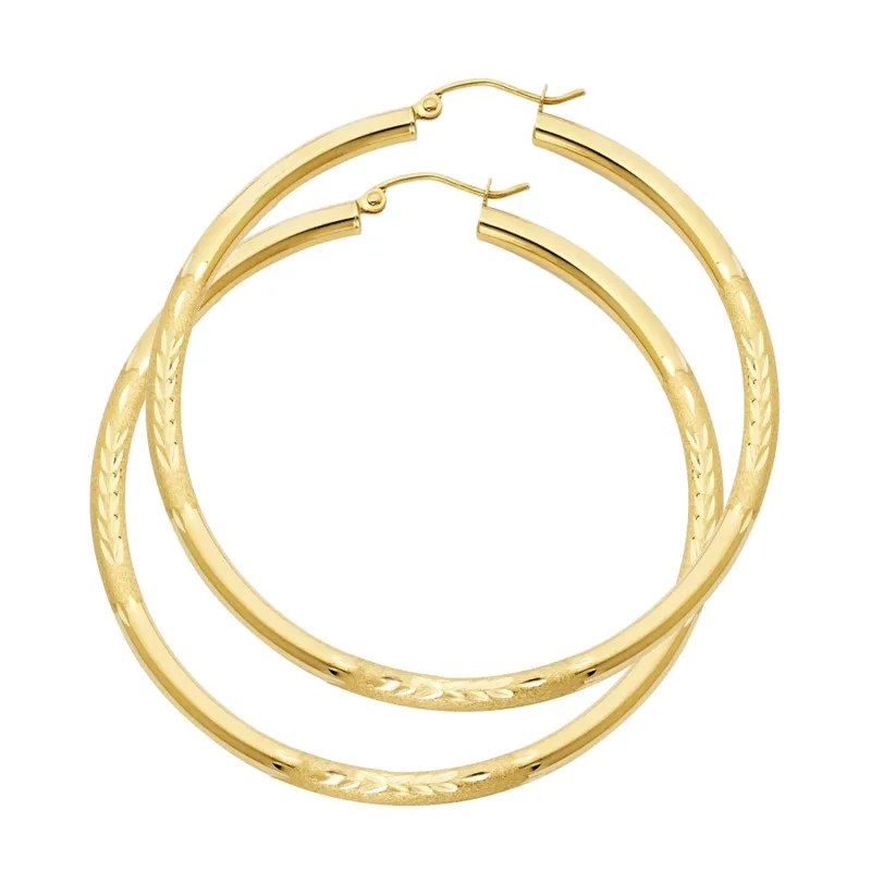 14KY 3MM BUD DC HOOP EARRING