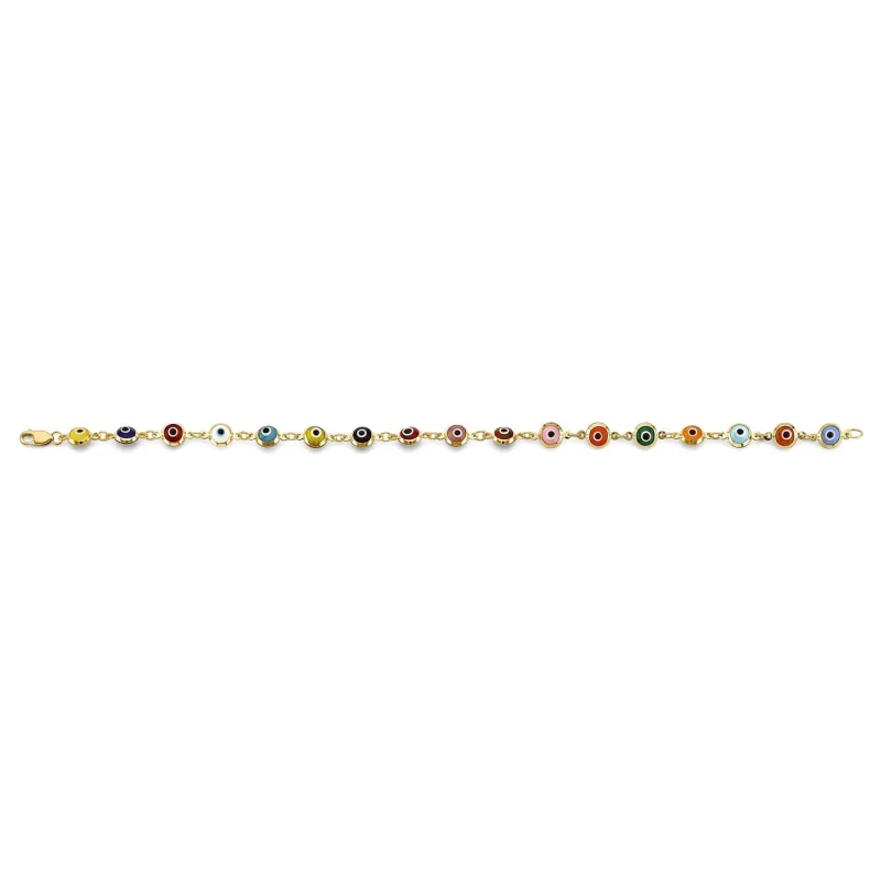 14KY Multi Color Evil Eye Br