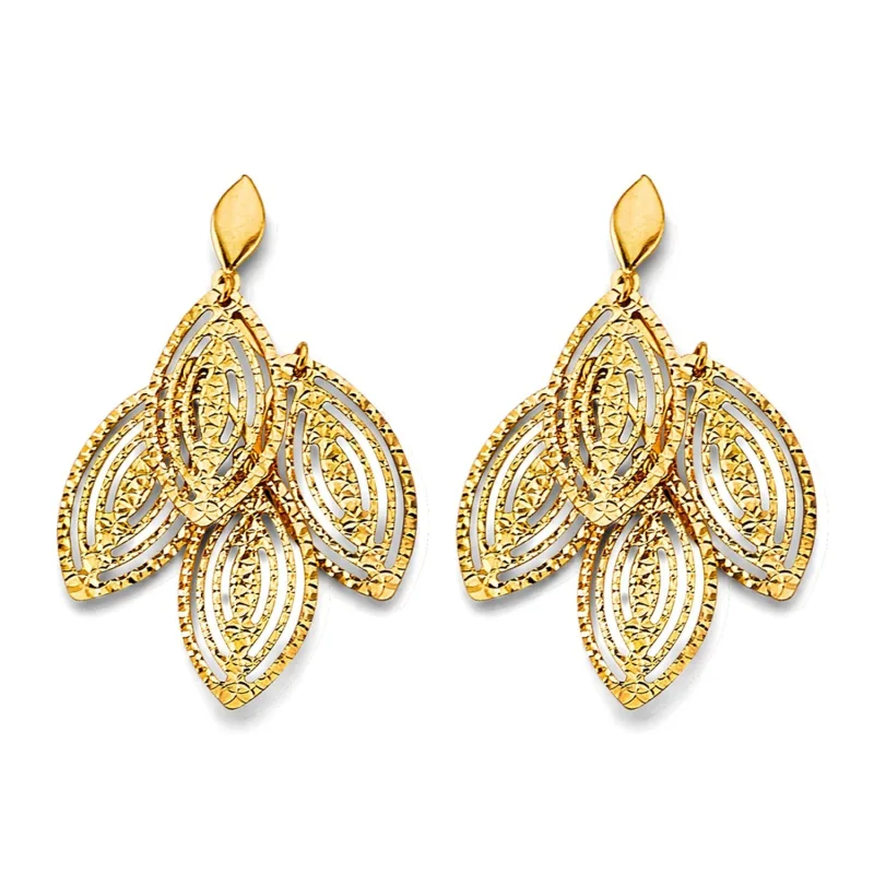 14KY Fancy D.C. Leaf Earring