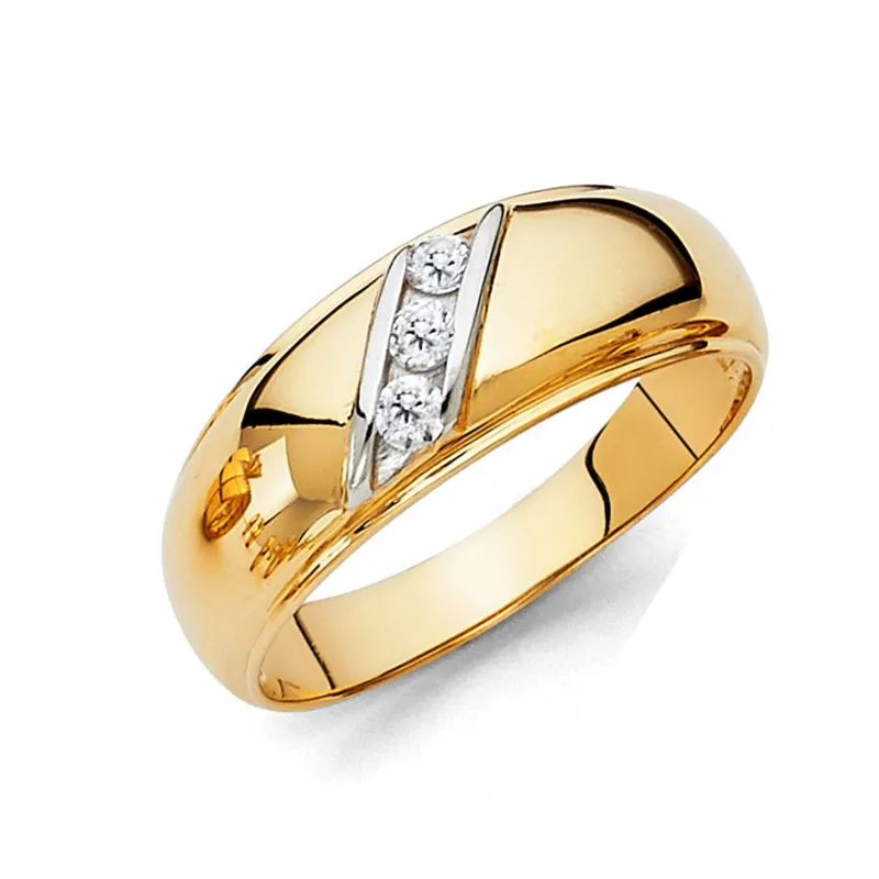 14KY CZ WEDDING BAND MEN (RG209)
