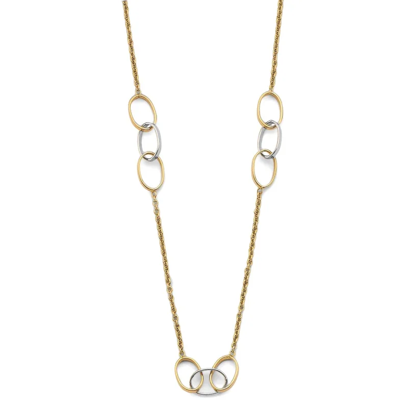 14K 2T Triple Together Oval Necklace